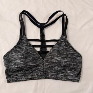 VSX Sport Victoria Secret Black Heathered Strappy Sports Bra Racerback XS